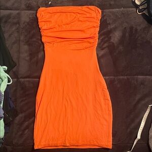 Elegant Orange Strapless Dress